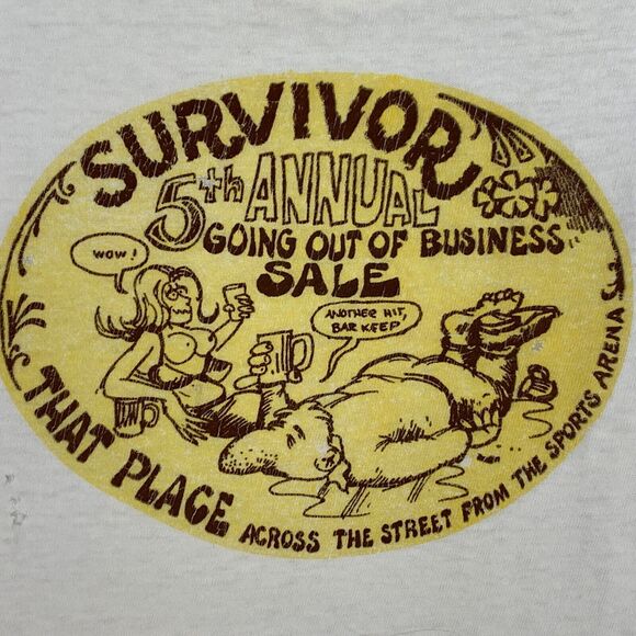 Vintage 60s 70s Distressed That Place Across Sports Arena T Shirt White S Small - Picture 15 of 16